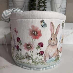 Bunny Beaded Flower Medium Easter Basket